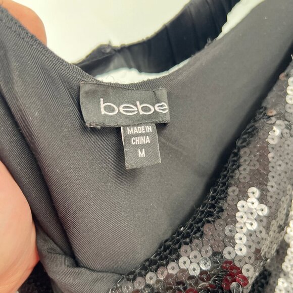 Bebe Sequin One Shoulder Cape Mini Dress - Picture 4 of 5